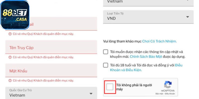 Hướng Dẫn Đăng Ký 88Bet Tham Gia Trải Nghiệm Cực Đơn Giản 